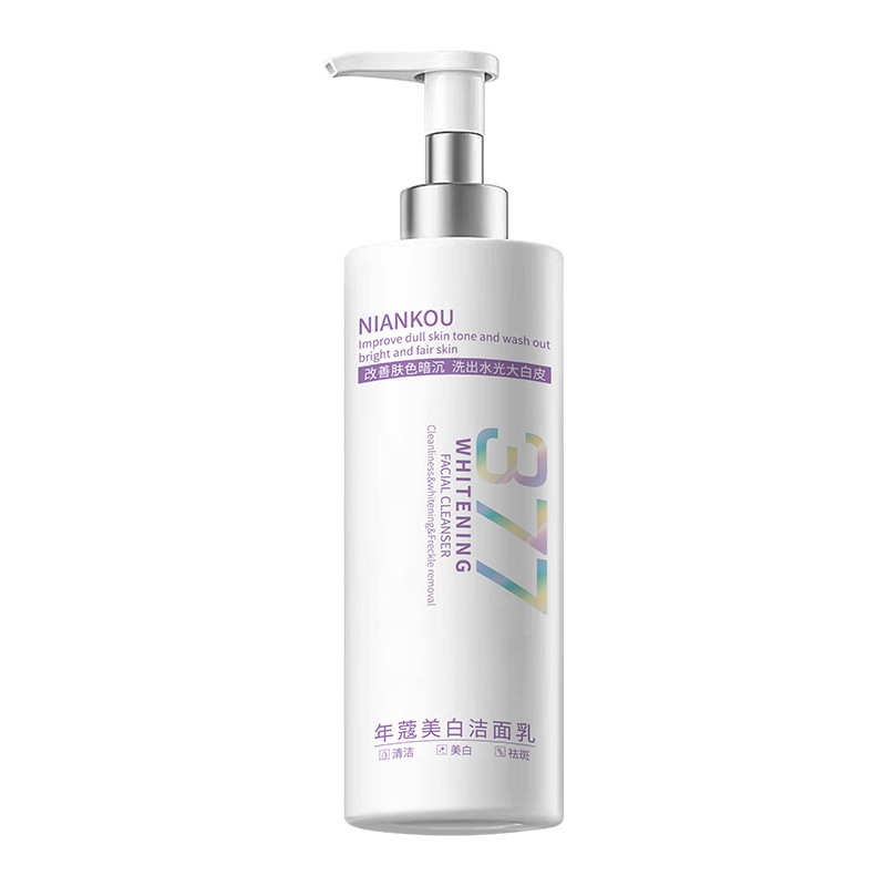 Nianko 377 blanqueamiento de manchas limpiador facial 300ml gran capacidad de manchas claras para brindar la piel hidratante limpiador facial fabricantes