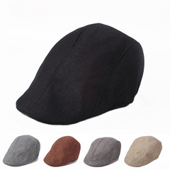 Spring and Summer New Elder Linen Duckbill Cap for Middle-Aged and Elderly Men, Unisex Hat, Spring and Summer Beret Hat, Director Hat