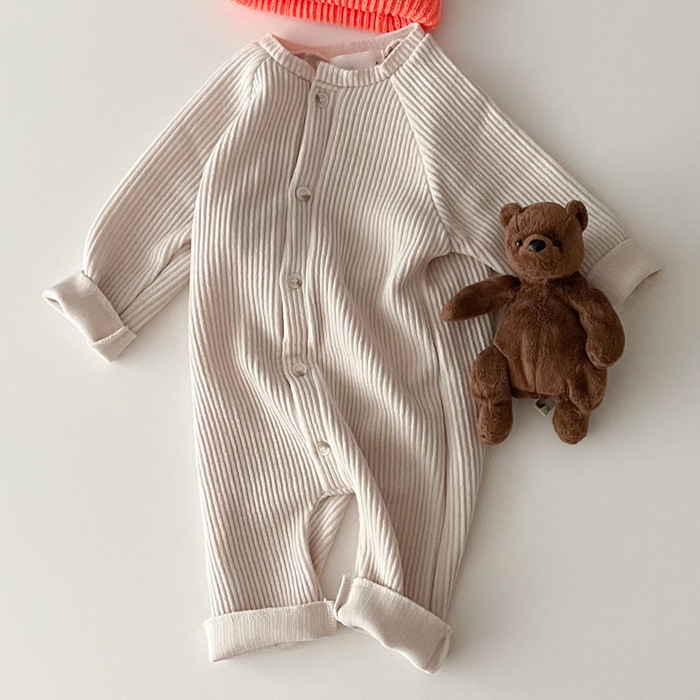 Ins estilo coreano para hombres y mujeres bebé primavera y verano color caramelo casual mono de manga larga ropa de salida pijamas infantiles ropa de aire acondicionado