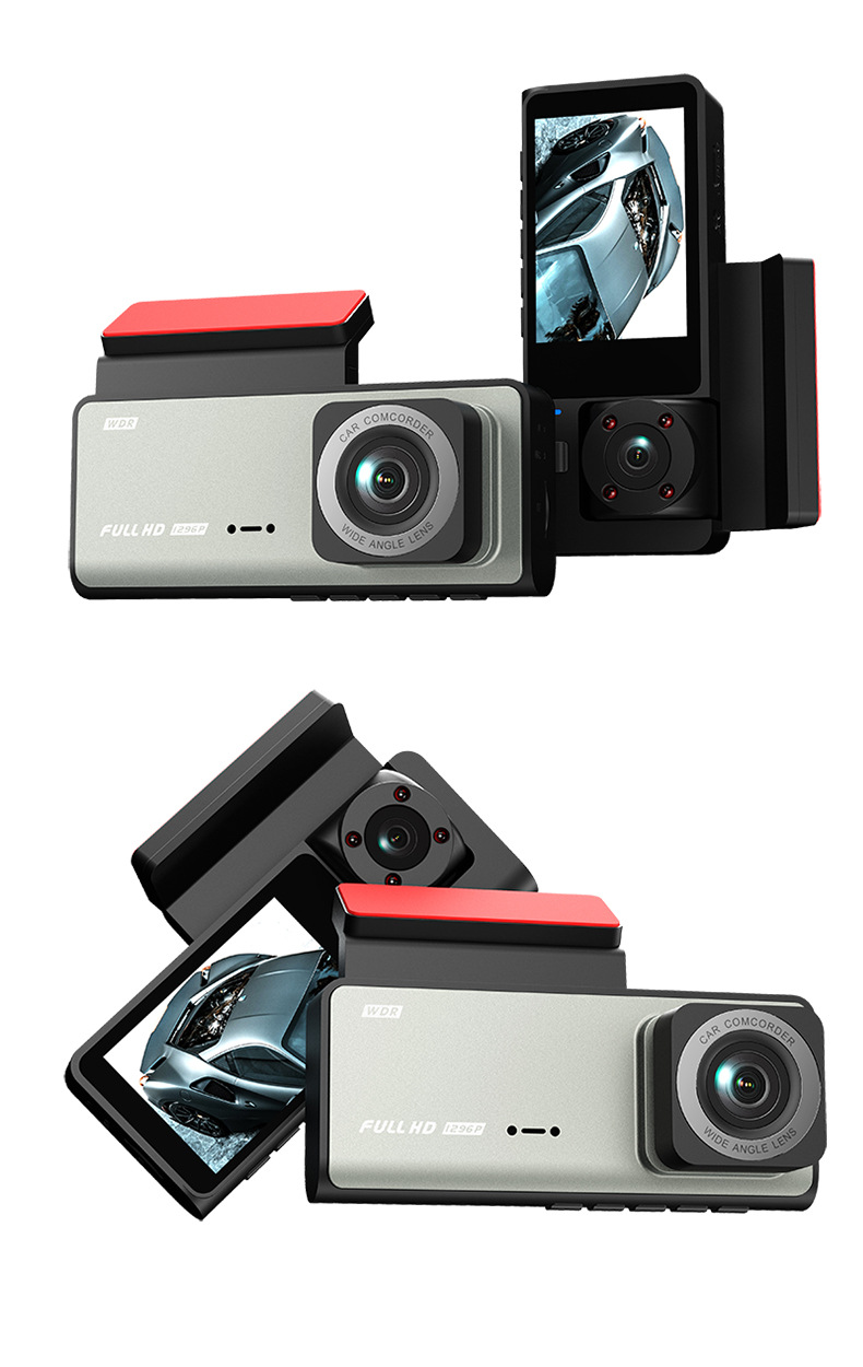 Cross-border driving recorder HD 1080P car front car rear 2 inch three-lens car camera A7WiFi