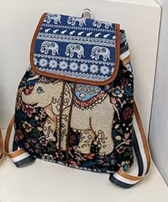 外国貿易の民族風の大きいサイズの肩のリュックサックの刺繍の象の猫のズックの布の包みの女性の旅行は雲南の刺繍の包みを包みます|undefined