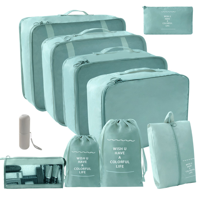 레이크 블루 화장품 가방 10 장 세트 [7 장 세트 + 소다발 포켓 + 트라이앵글 백 + 워시 컵]