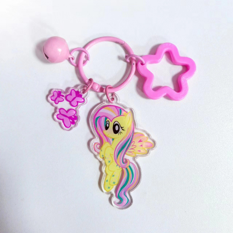 厳選された漫画かわいいマイリトルポニーベルバックパックペンダントキーホルダー高価値ガールフレンドジュエリーアクリル|undefined