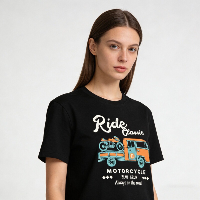 2026 Blaugrun New Couple's Small Truck Pattern Brushed American Retro Unisex Short-Sleeve T-Shirt