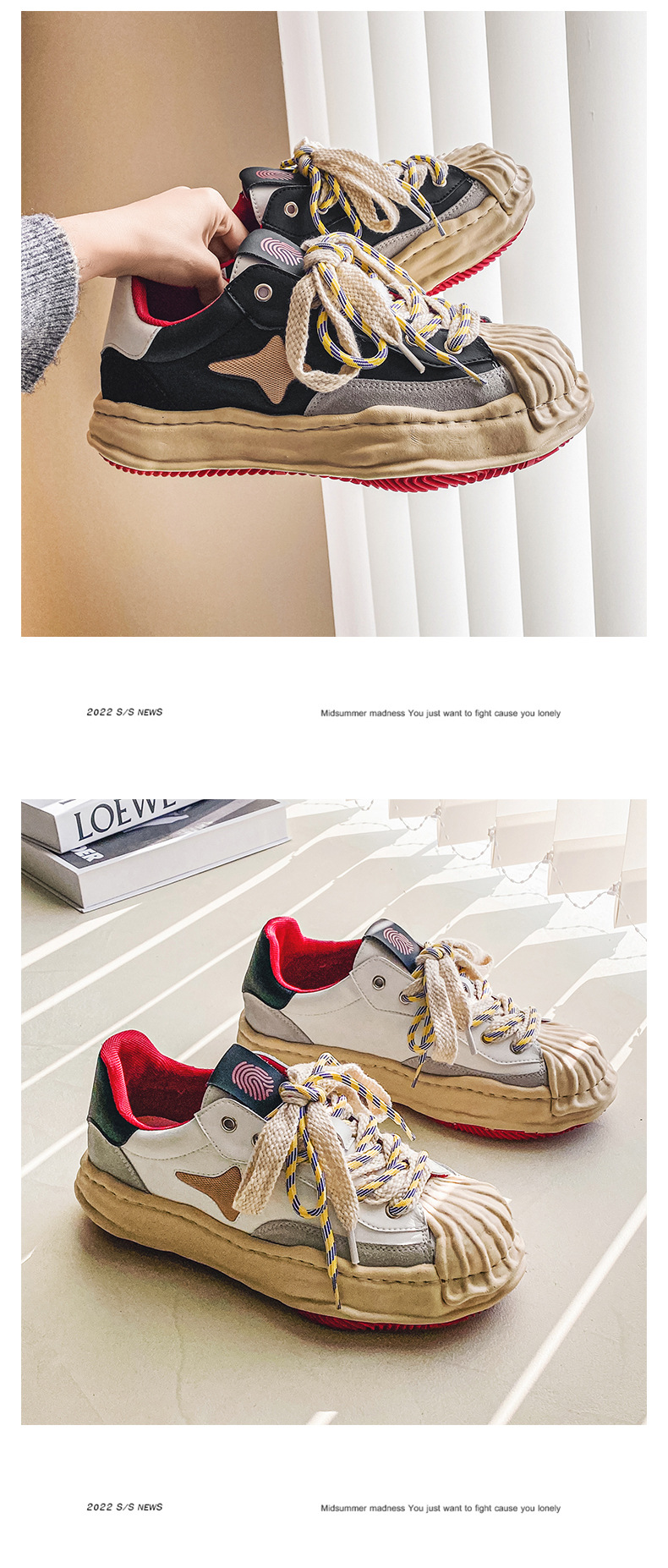 Neues Nischendesign: Sanyuan Kangyu Shell Head Dissolved Koreanische Sport- und Freizeit-Schnürschuhe mit dicker Sohle für Herren_voghion.com