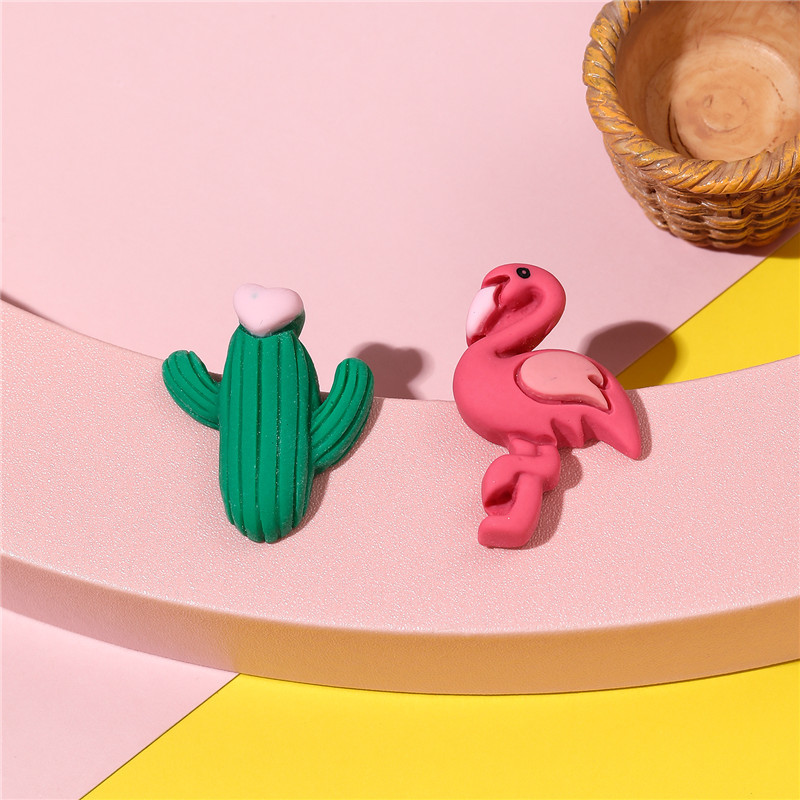 Cartoon Style Flamingo Resin Kid's Ear Studs 1 Pair display picture 2