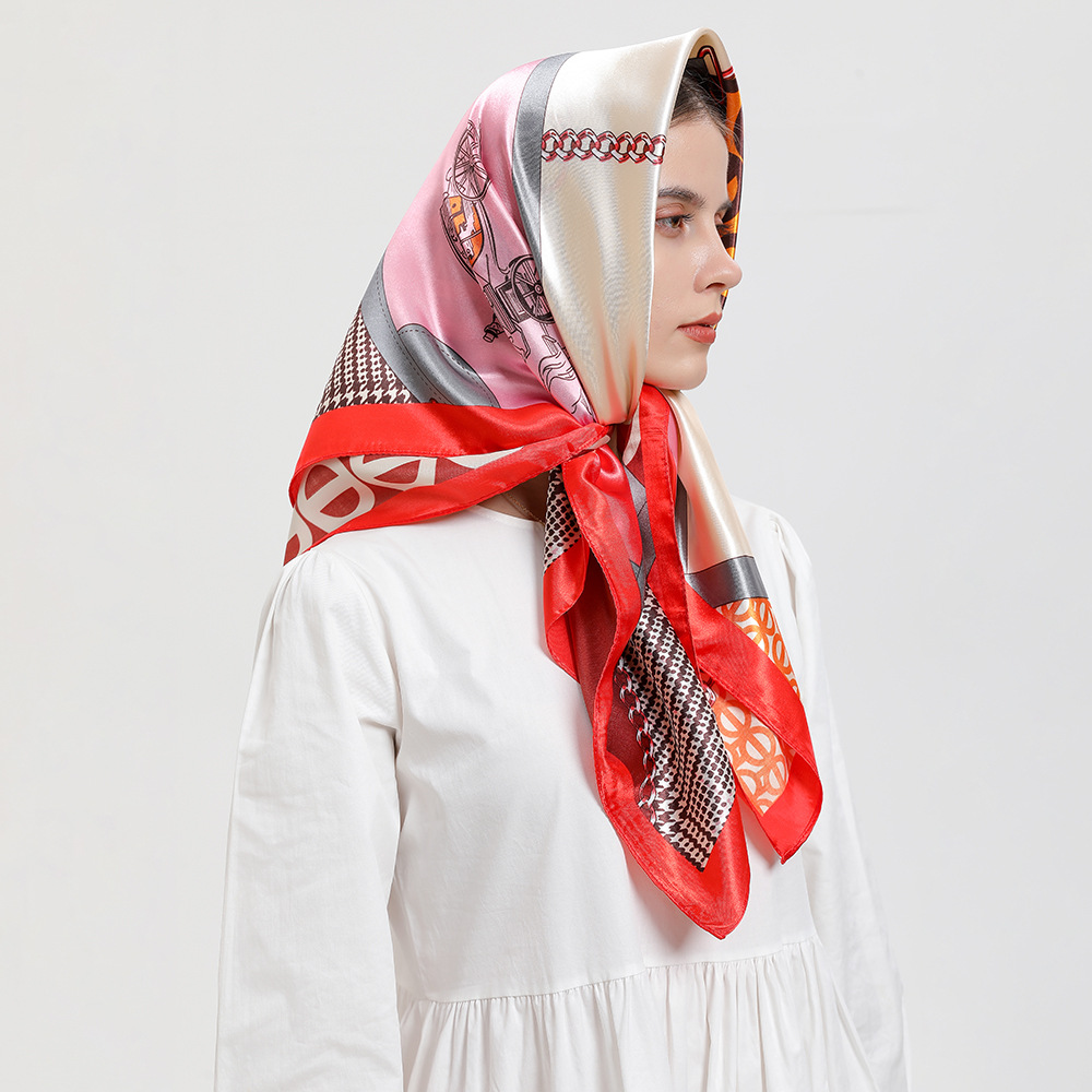 Women's Gender Women's Elegant Geometric Satin Printing Silk Scarf