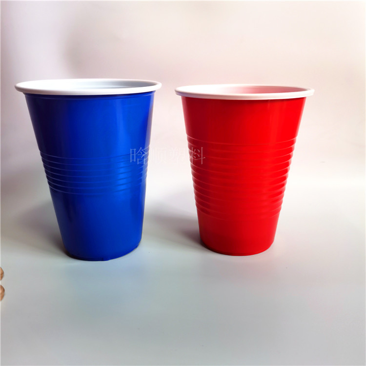 一次性Pp螺纹塑料杯 16盎司双色塑料杯