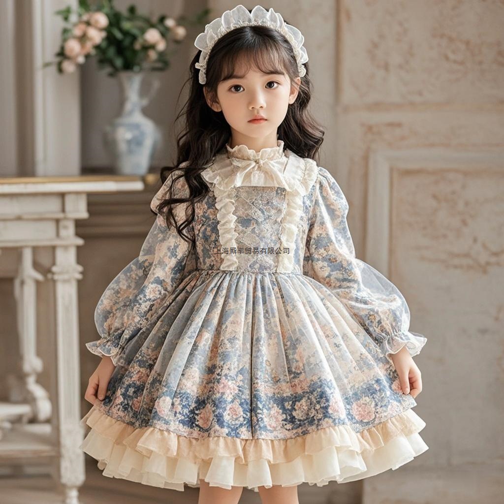 女童连衣裙春秋冬新儿童洋气碎花蓬蓬裙宝宝洛丽塔公主裙生日礼服