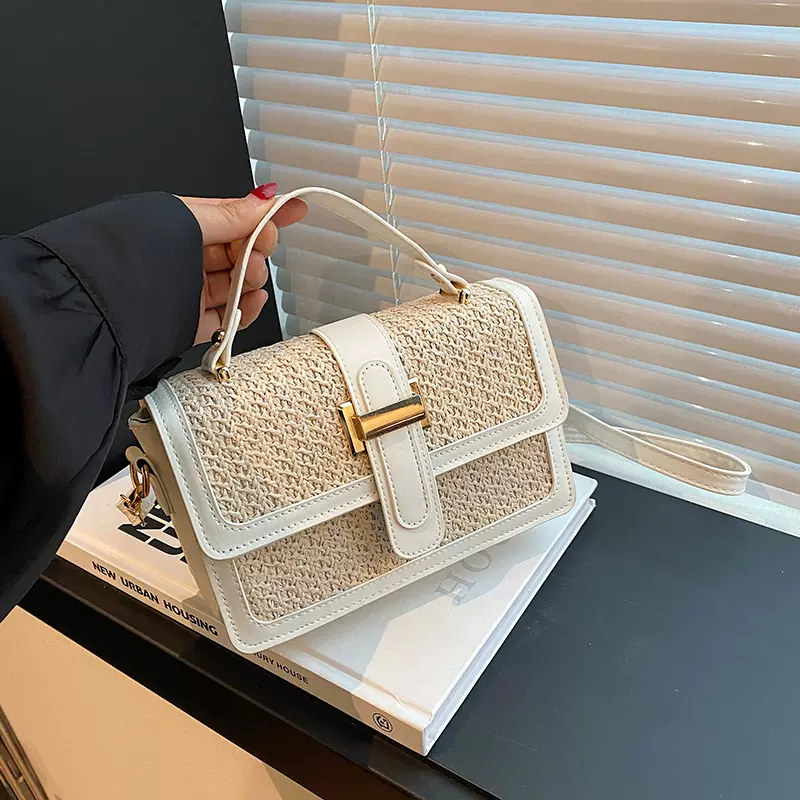 洋气质感简约女包包网红斜挎草编包包2025流行女士休闲手提沙滩包