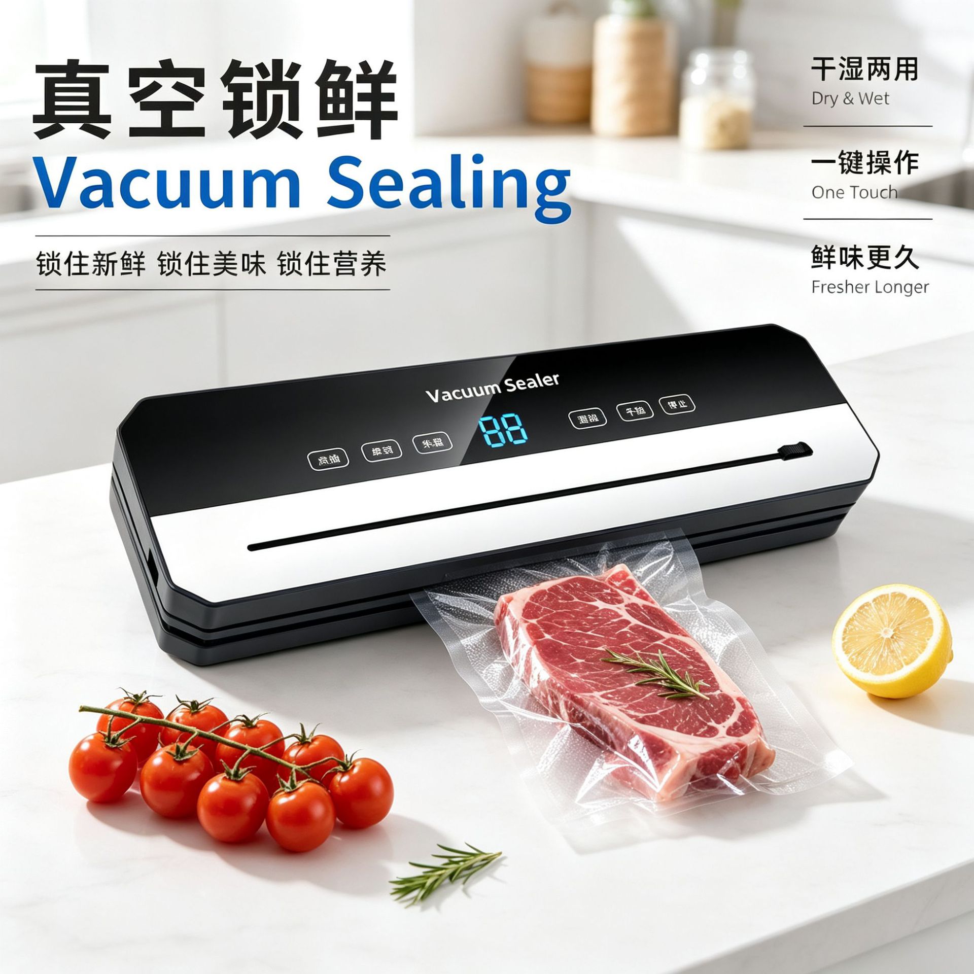 Cross-border Small Automatic Vacuum Sealing Machine Household Vacuum Food Preservation Machine Cooked Food Plastic Sealing Meat Packing Sealing Machine