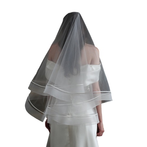 V851 New White Double Layer Elastic Mesh Hemming Veil Bridal Wedding Travel Photography Super Fairy Wedding Headwear Wholesale