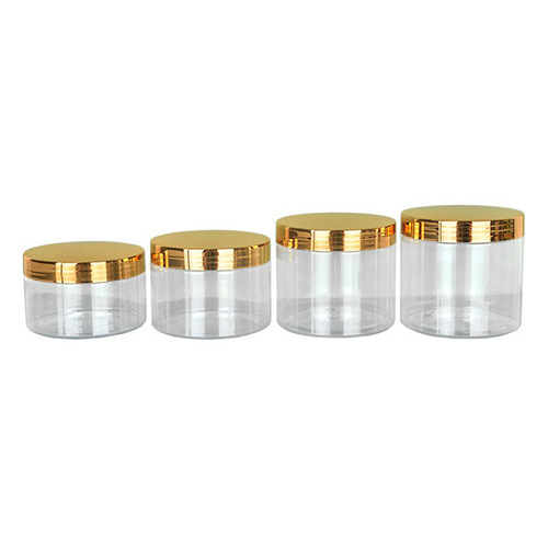 68-tooth transparent plastic wide-mouth bottle 100ml electroplated gold cap plastic bottle mud film cosmetic jar cream jar