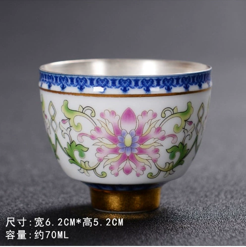 Jinglongtang 999 серебряная чайная чашка, полностью ручная работа, кунг-фу чайная чашка из стали и керамики, серебряная вставка, мастеровая одиночная чашка для дома