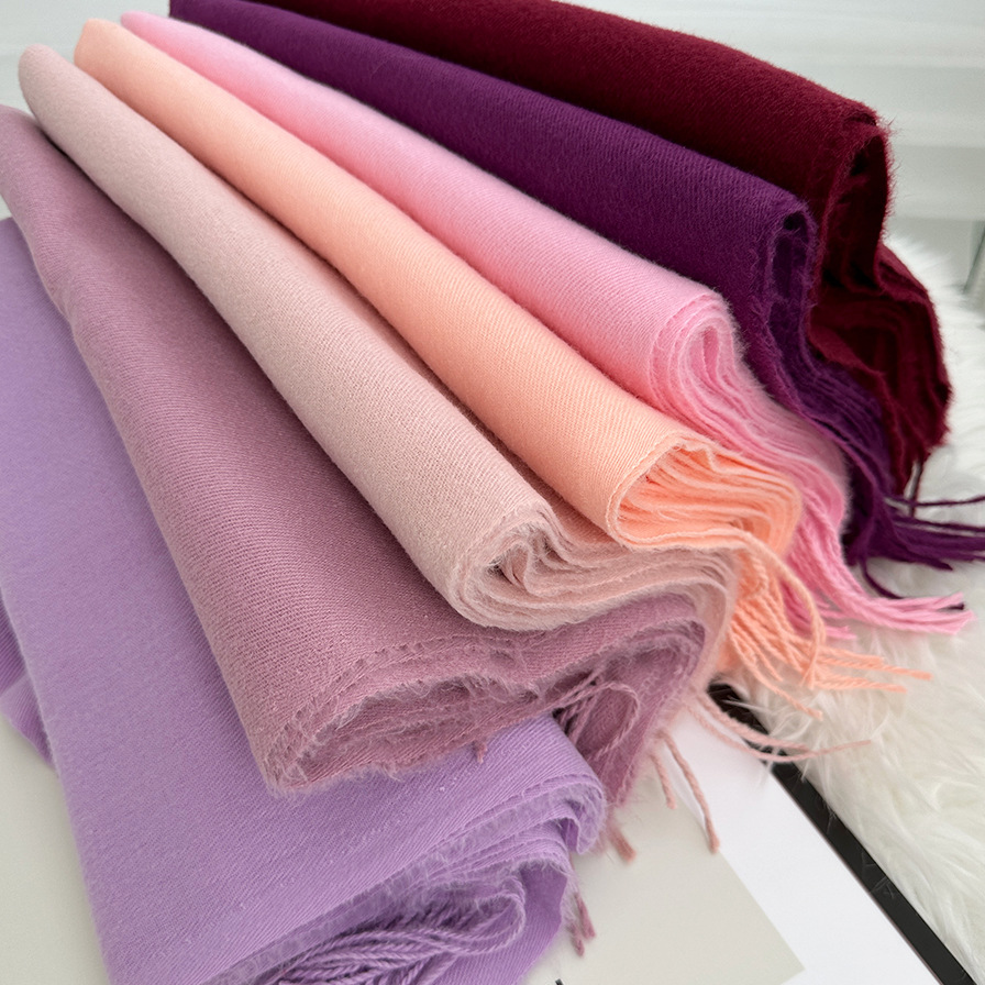 Solid Color Cashmere Scarf For Women In Winter, New European And American Camel Beige Warm Scarf, Long Shawl_voghion.com