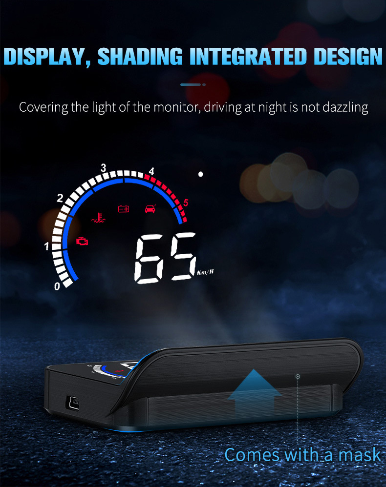 Hud Head-Up Display Obd Car Modification High-Definition Floating Projector with Built-In Sunshade Car Speedometer