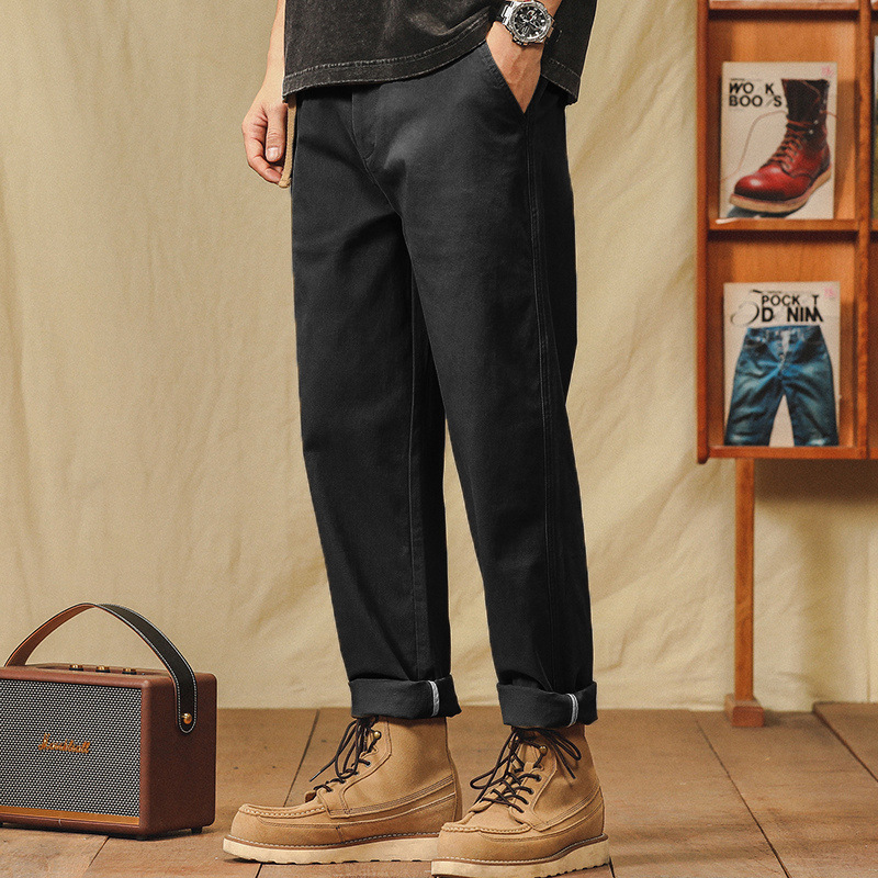 미국 심플 오버올 남성 가을 겨울 플러스 벨벳 두꺼워진 신상 남성 스트레이트 캐주얼 네이플스 테이퍼드 팬츠