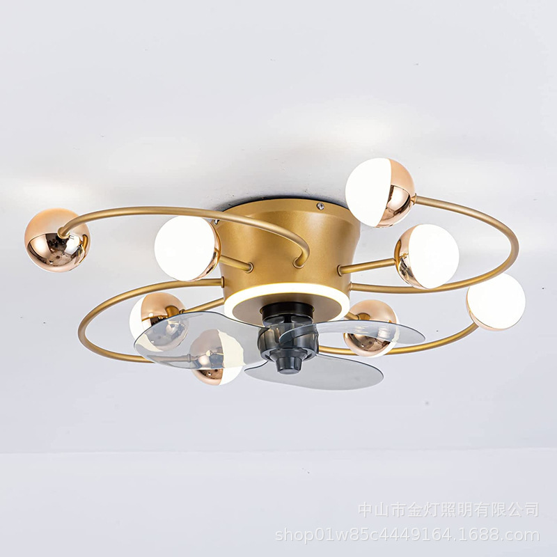 Nordic Bedroom Fan Light 2022 New Entry Luxury Study Ceiling Light Distinctive Creative Intelligent Quiet Hanging Fan Light