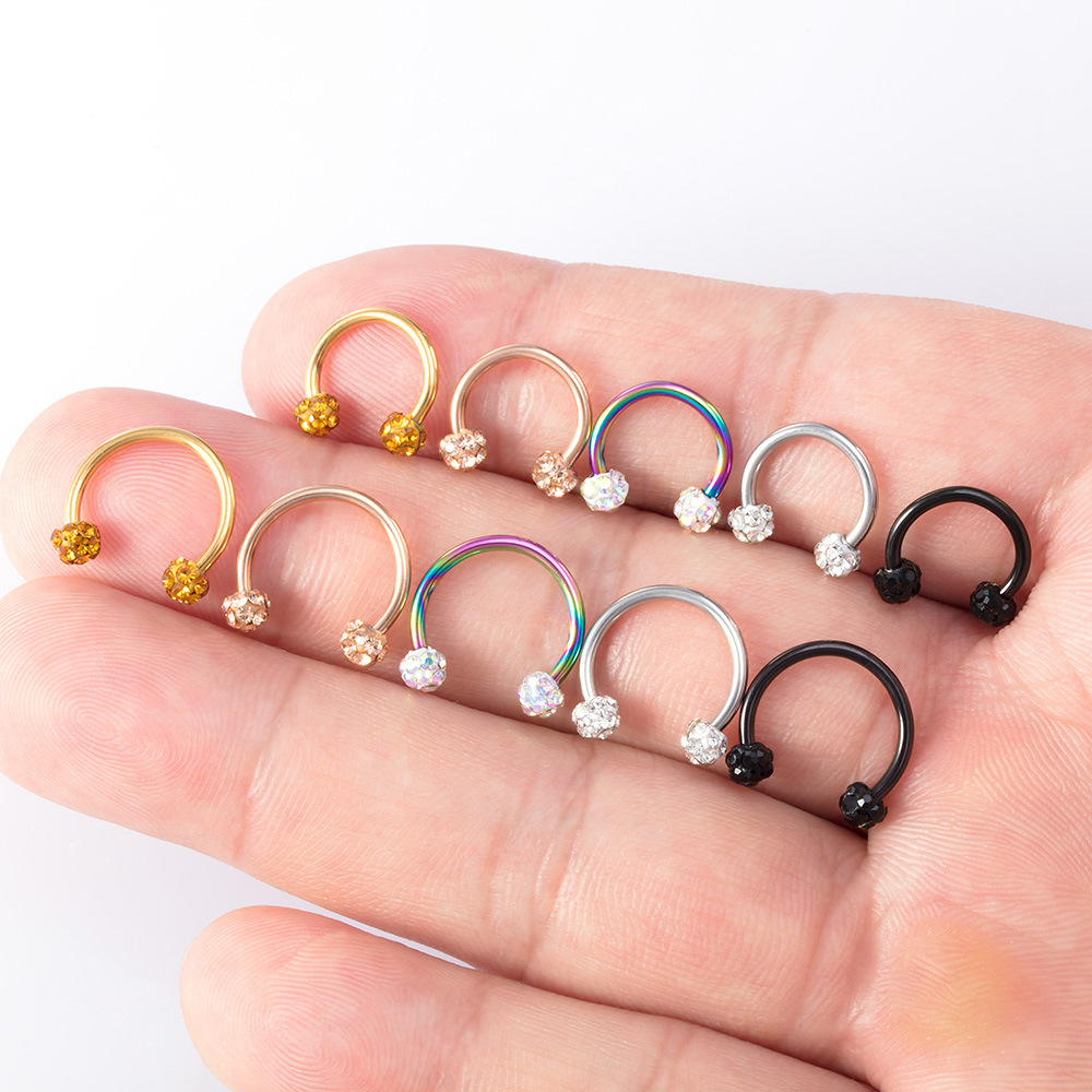 1 Piece Nose Rings & Studs Fashion C Shape Ball Horse Stainless Steel Vacuum Plating display picture 1