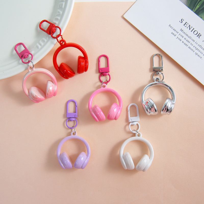 New Trendy Versatile Stereo Earphone Keychain Cute Bag Charm Exquisite DIY Handmade Jewelry Accessories