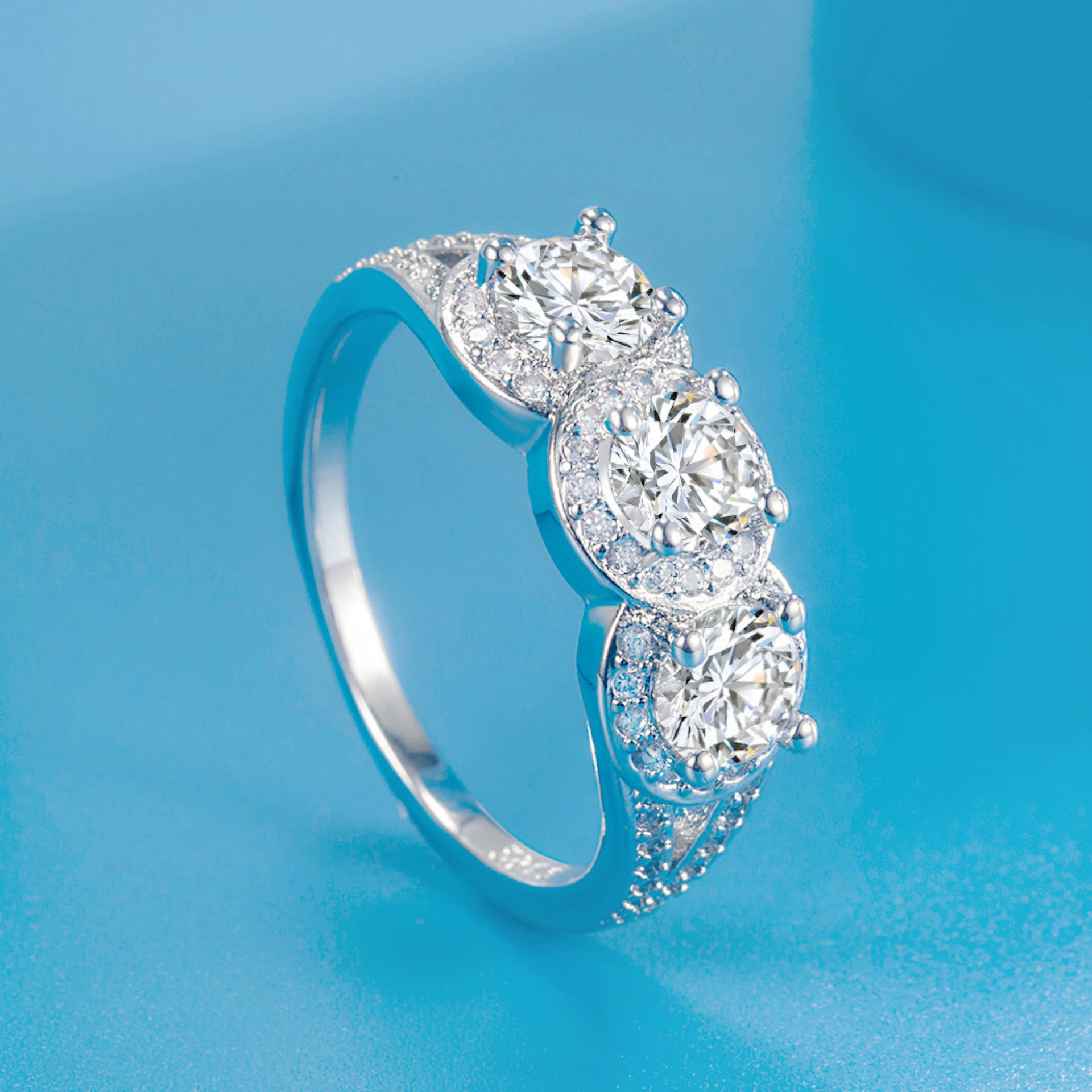 Wedding ring, fashionable zirconium, ring with stone, European style, micro incrustation, diamond encrusted, Birthday gift