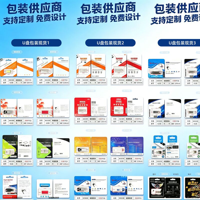 USB drive packaging blister cardboard, small batch order with logo, flip-top transparent blister USB drive color box paper card outer packaging USB drive packaging blister cardboard, small batch order with logo, flip-top transparent blister USB drive color box paper card outer packaging
