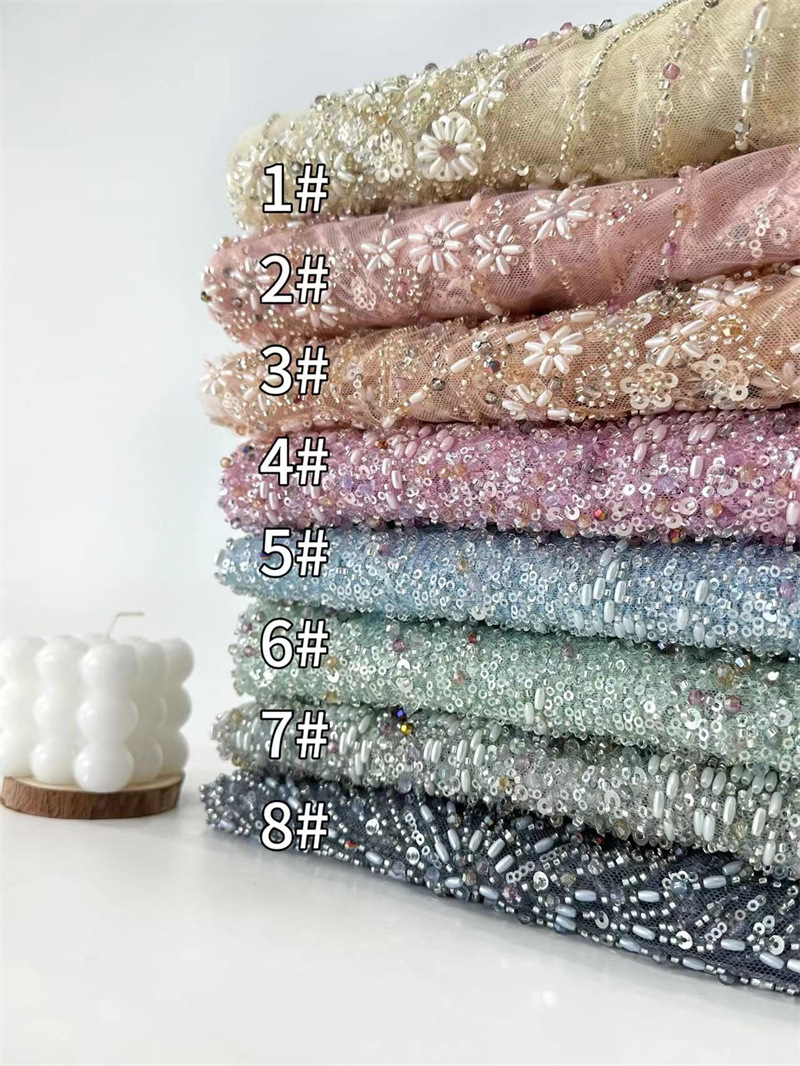Industria pesada moda europea y americana vestidos de noche delgados fiesta de la cena cheongsam falda esquinilla perlas tubo bordado tela al por mayor transfronteriza image 7