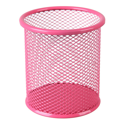 Creative iron art hollow desktop storage pen holder student stationery multi-functional color grid round iron mesh storage bucket