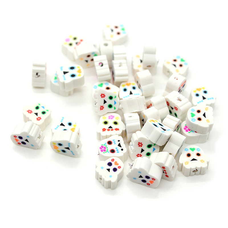 Cuentas de cerámica suave DIY, caras sonrientes, sueltas para pulseras y collares