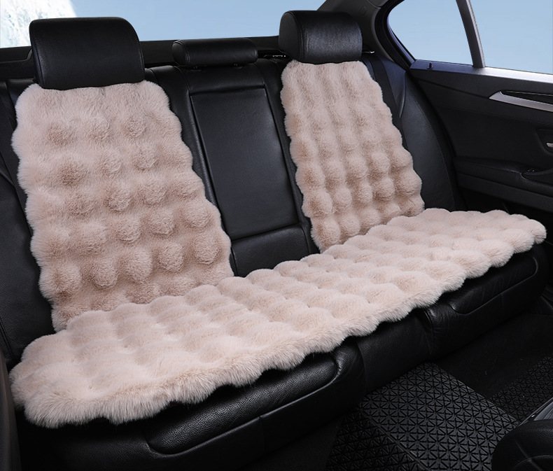 temu Amazon new bubble velvet car cushion rabbit plush warm winter three-piece plush