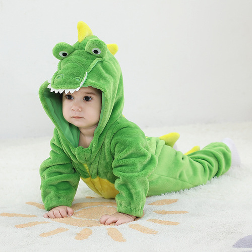 Qiletu Autumn New Children's Clothing Animal-shaped 3D Flannel Single-layer Romper Overall