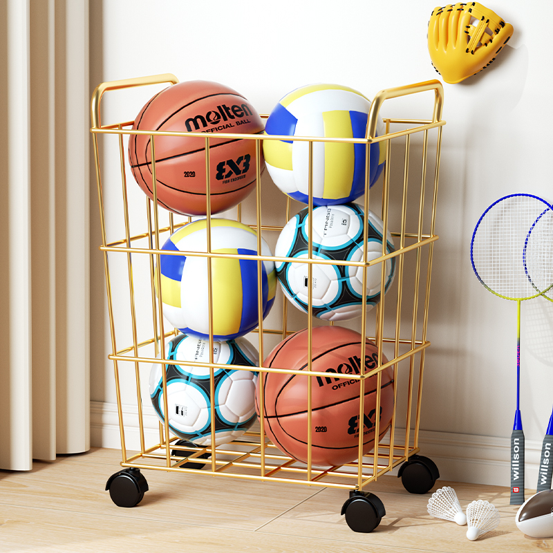篮球收纳架家用室内足排球架瑜伽垫收纳筐儿童置球架球类置物架子