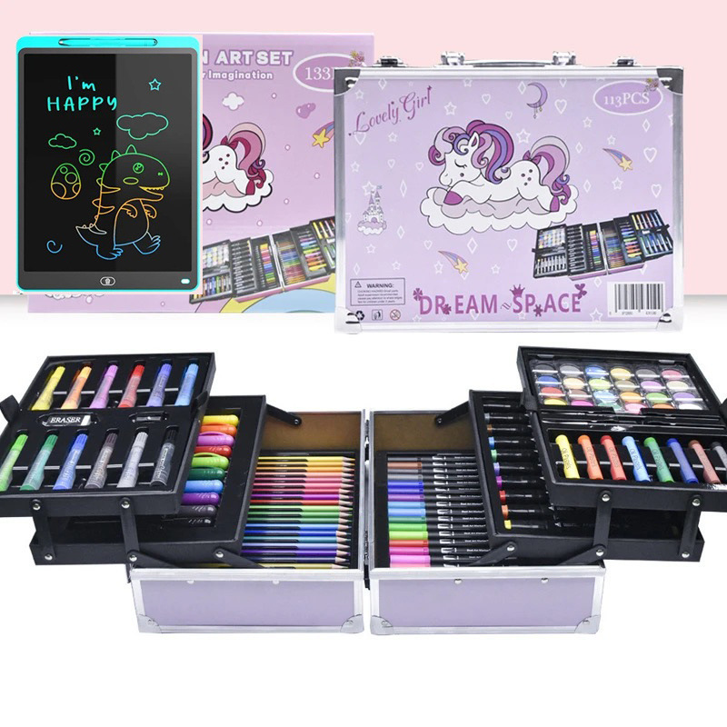 ブラシ子供用お絵かきボードギフト水彩ペン絵画セット洗えるカラーペン絵画カラーブラシクレヨンオイルパステル|undefined