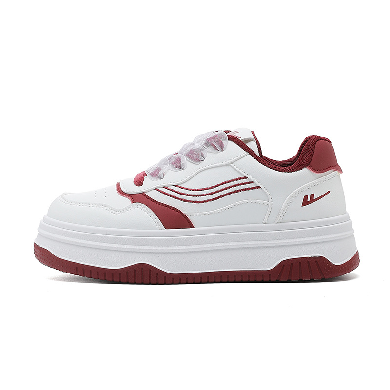 Retirada de doble cordón zapatos de mujer de escuela simple zapatos blancos de suela gruesa de otoño zapatos de madera de polvo de melocotón cómodo y dulce zapatos simples