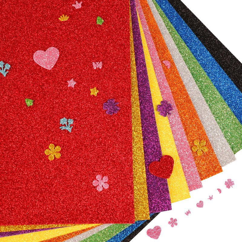 Papel de esponja de polvo brillante de oro A4 2 mm espeso papel de esponja de espuma EVA hecha a mano papel de polvo de brillo DIY
