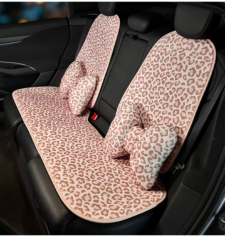 Cross-border leopard print car seat cushion, summer linen car seat cover, non-slip breathable seat pad, universal seat cover for all seasons