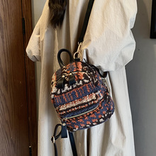 学院风双肩包女时尚毛绒单肩手提背包小众设计高级感学生书包批发