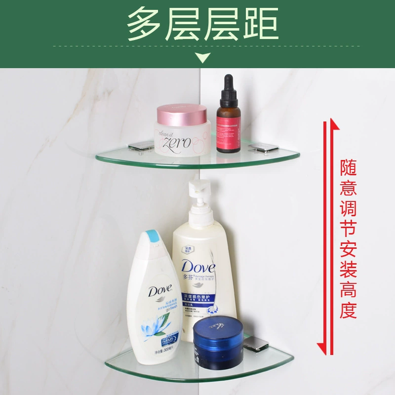 T ^ европейская ванная комната настенная утолщенная стеклянная штатива из нержавеющей стали однослойная туалетная полка угловая полка ванная комната