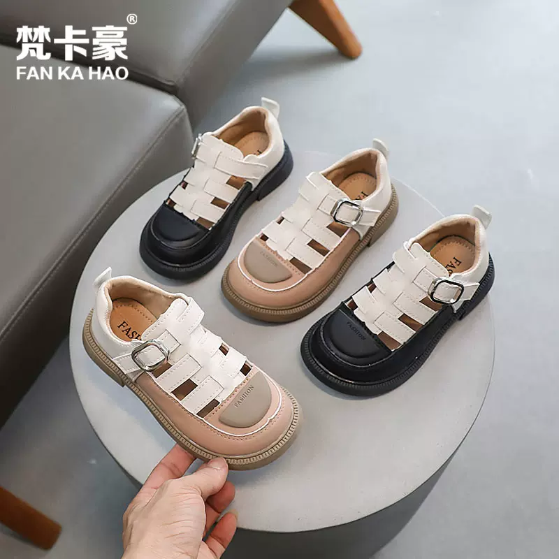 梵卡豪沙滩鞋2024夏季新款儿童时尚镂空软底包头凉鞋女童休闲单鞋