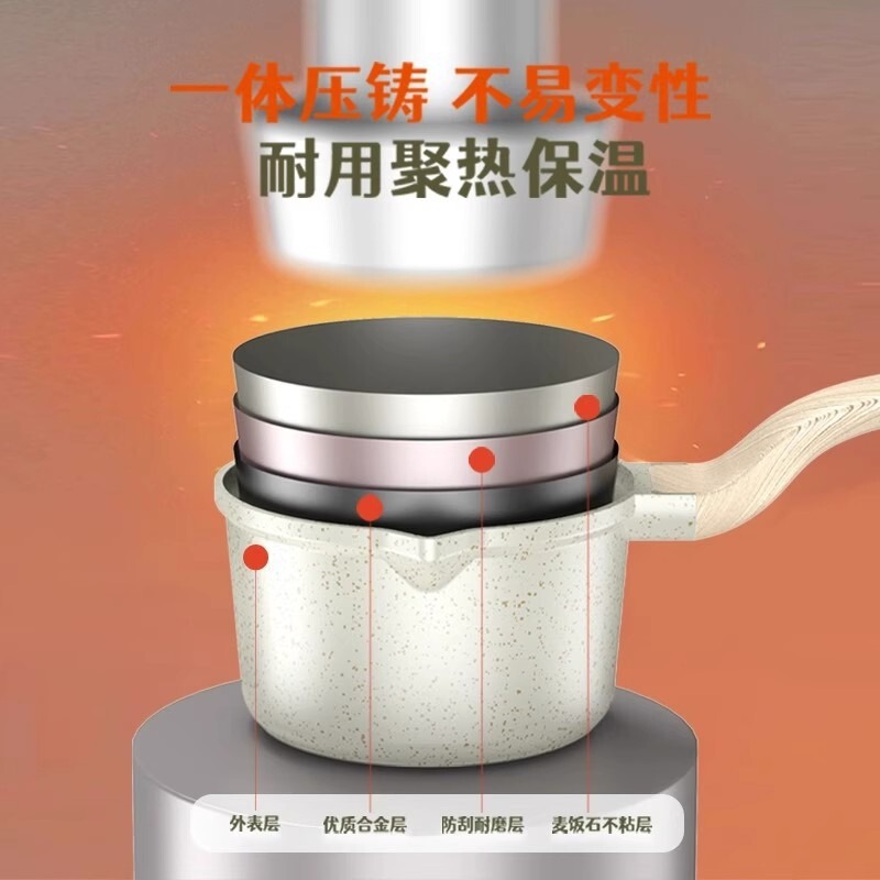 医療石小型ミルクポットアルミダイカスト食品サプリメントポット家庭用揚げ物と調理オールインワンインスタントラーメンポット磁気ストーブガスストーブユニバーサルノンスティック|undefined