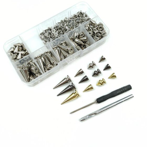 80 sets of willow nail striker tapered leather goods bullet tip suit decorative screws metal punk rivet accessories spike