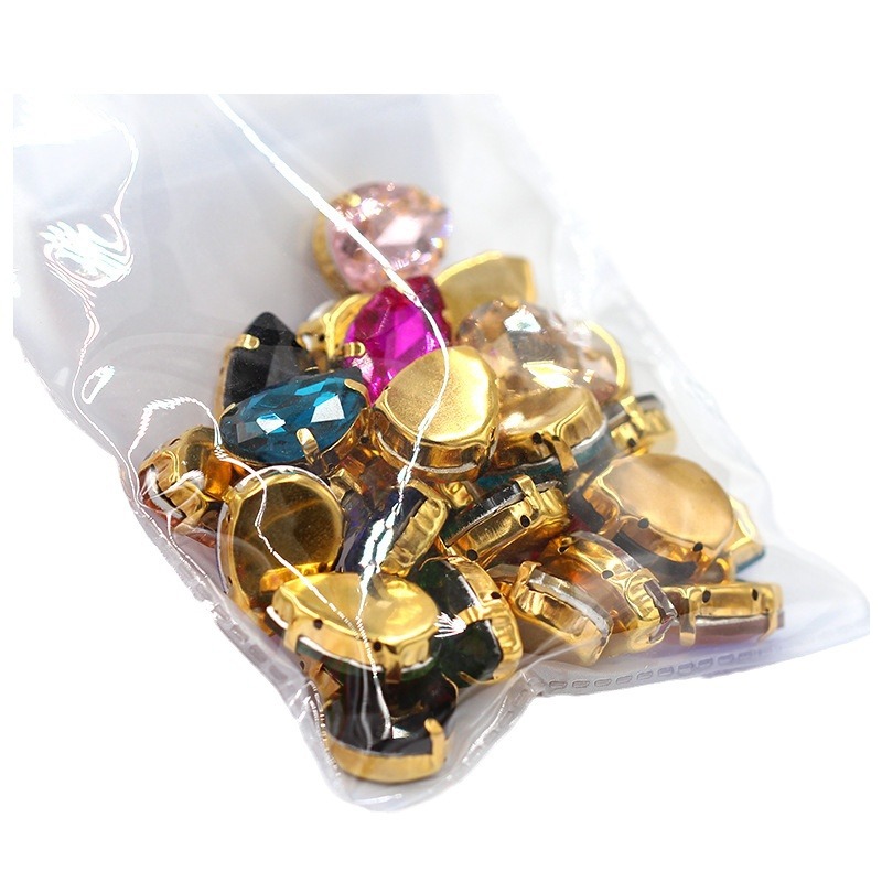 Suministro directo de agua con fondo de oro, gota de agua, cristal, diamante, vestido de novia, accesorios de joyería de cristal, accesorios, gota de agua multicolor, diamante de garra