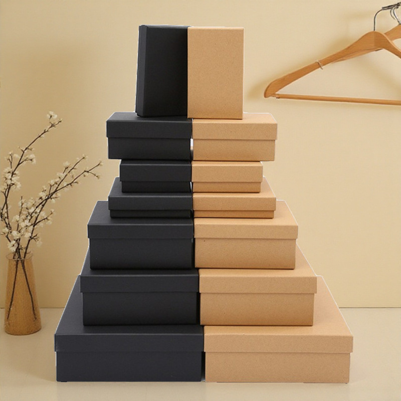 Spot Large Kraft Paper Box Gift Box Rectangular Gift Box Heaven and Earth Cover Packaging Box Carton Gift Box Wholesale