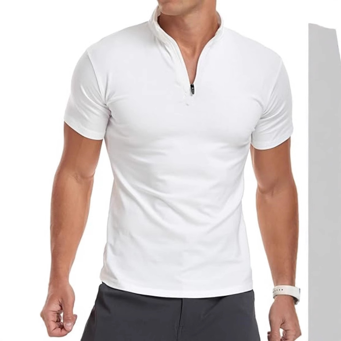 Amazon Cross-border European and American Fashion Short-sleeved T-shirt Men's Top Summer Golf Men's Zipper Collar POLO Shirt