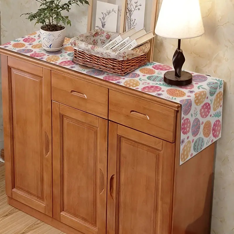 Transfronterizo corredor de mesa de lino nuevo huevo de Pascua lindo decorativo creativo impresión mesa de comedor paño decorativo mantel de cocina
