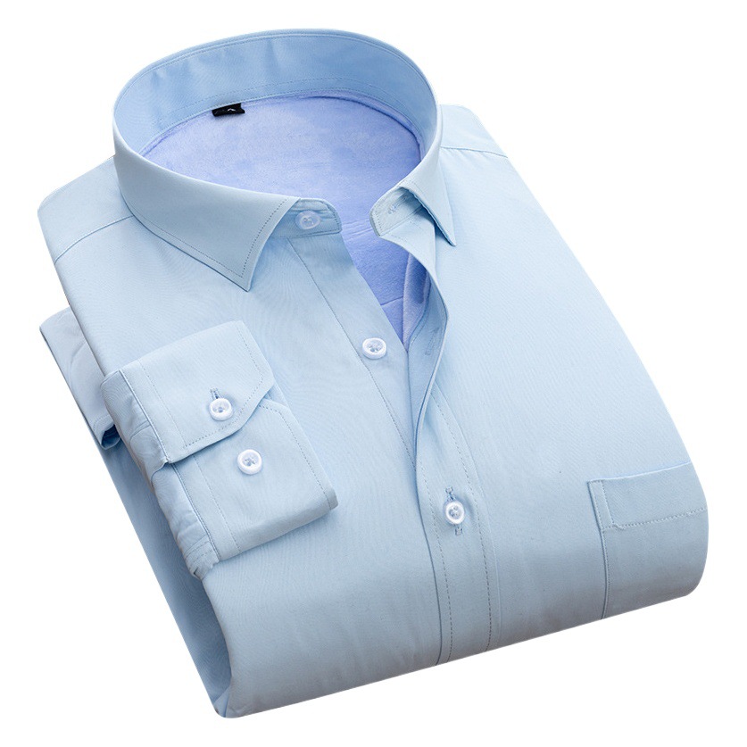 冬のベルベット保温男性白シャツビジネスカジュアル長袖弾力シャツ職業工装青年黒寸シャツ