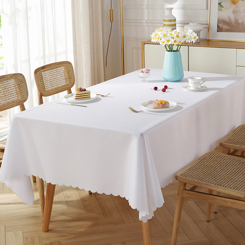 Solid color waterproof polyester white tablecloth for shower shop meeting rectangular modern simple table cloth wholesale one-piece delivery