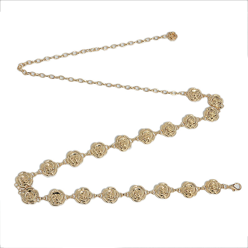 Verano nuevo cinturón de las mujeres casual decorativo Rosa hebilla cadena de metal cadena de la cintura con cadena de la cintura del vestido en stock