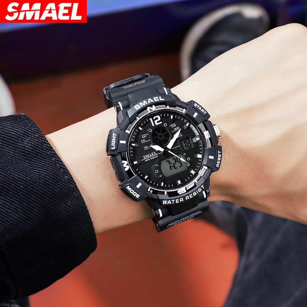 2023 Nieuwe Hot SMAEL Cool Schokbestendig Multifunctioneel Waterdicht Sport Dual Display Elektronisch Quartz Horloge_voghion.com