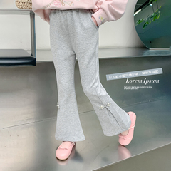 女童喇叭褲春秋款2024新款國風衛褲小女孩春裝休閒褲兒童春季褲子